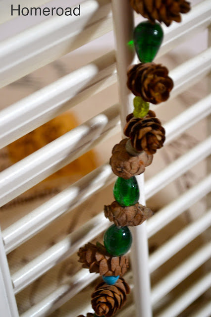 pinecone garland with beads