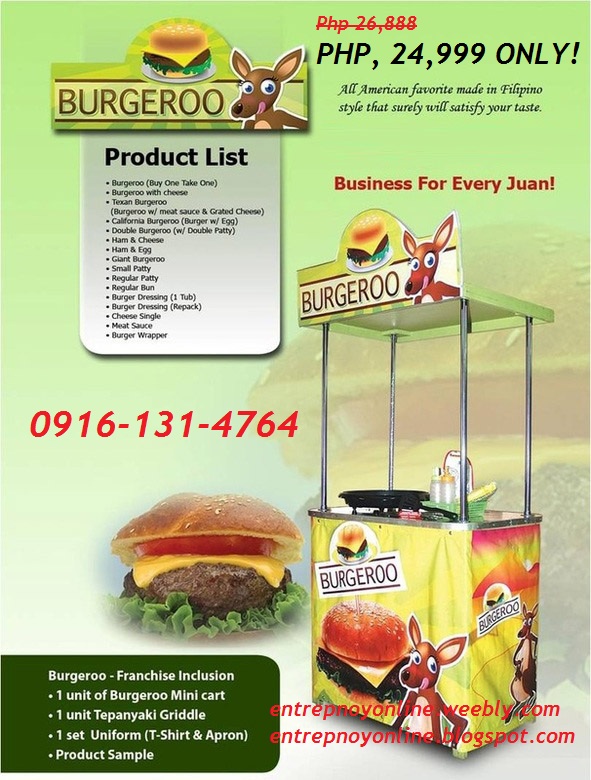 1 Food Cart Franchise Philippines Buy 1 Take 1 Burger Burgeroo