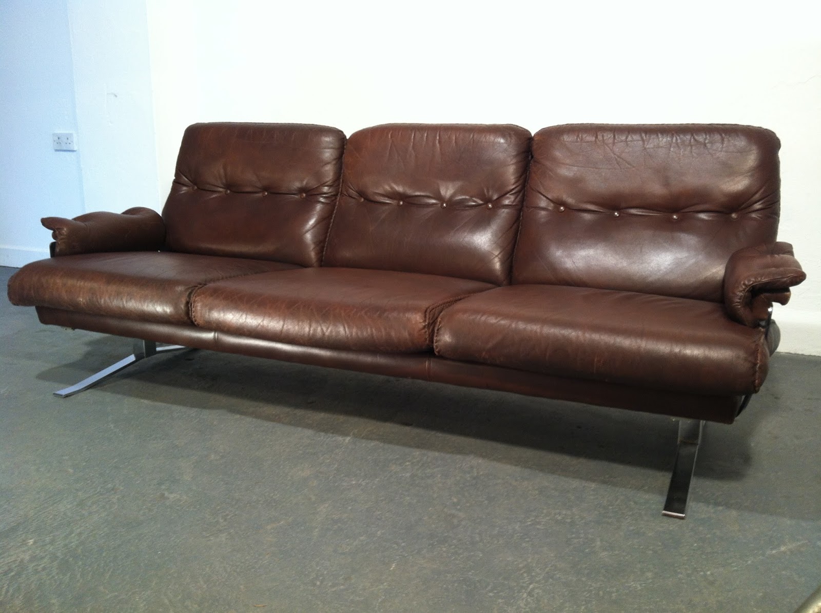 Vintage Furniture Ireland OCD Vintage OCD 1970s leather and chrome sofa