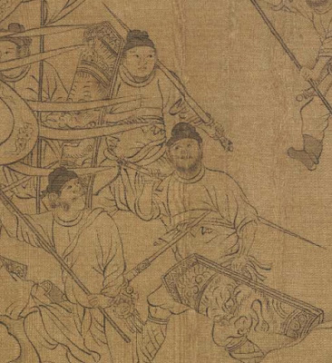 Song Dynasty pentagonal long shield Song Chinese unarmoured swordsmen