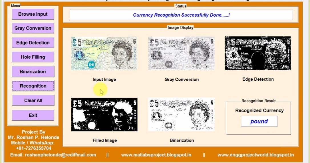 Matlab Project with Source Code Currency Recognition Using Image