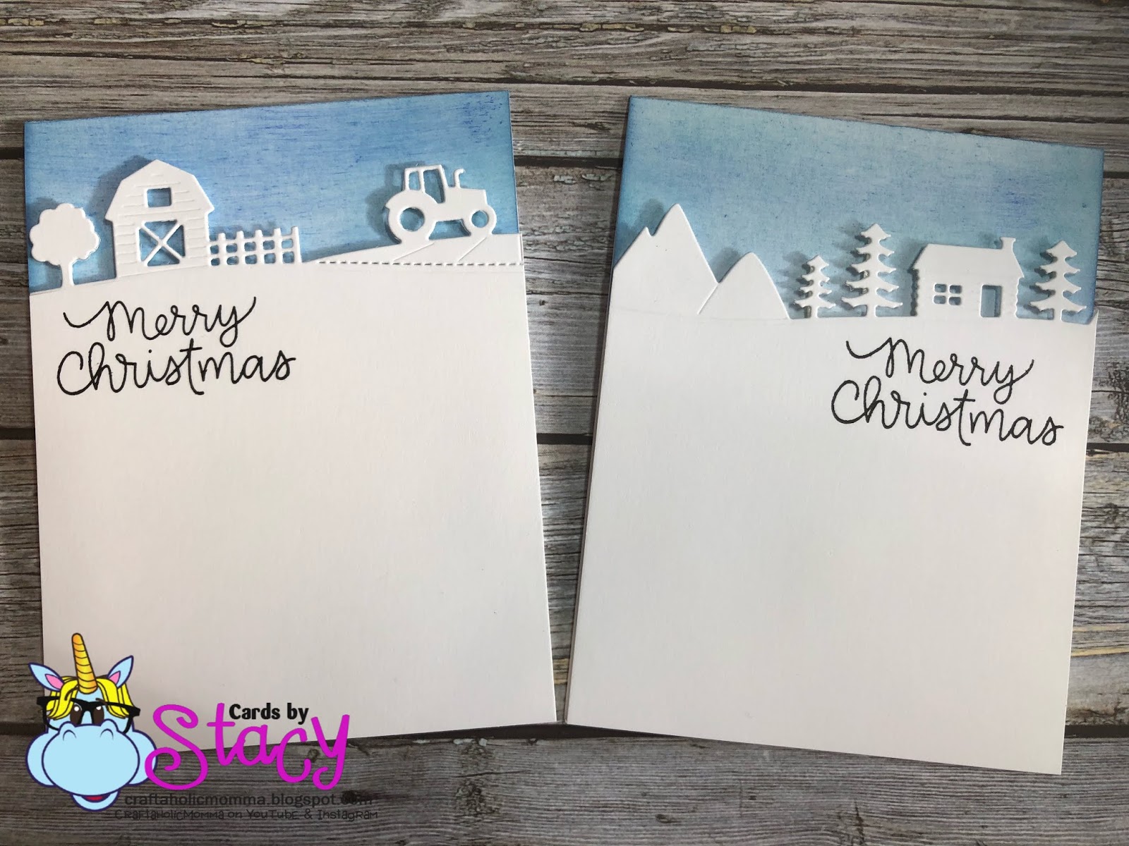 Craft A Holic Momma Farm And Log Cabin Scene Christmas Cards