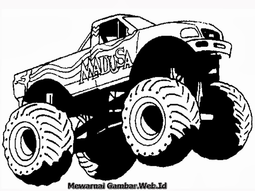 Gambar Mewarnai Mobil Truk Monster Poster Bmw Rebanas
