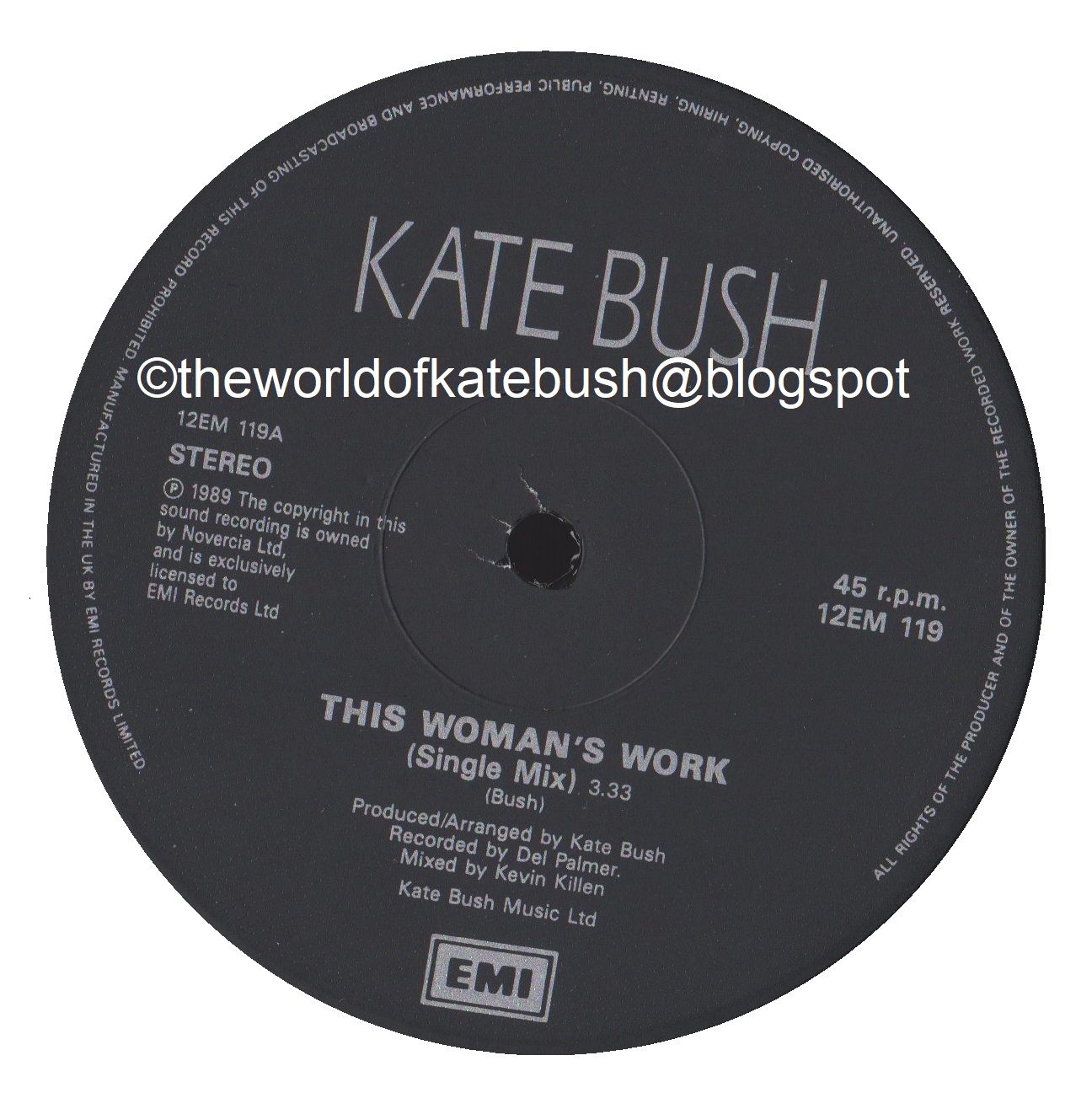 THE WORLD OF KATE BUSH This Woman's Work UK 12" Single Poster Sleeve
