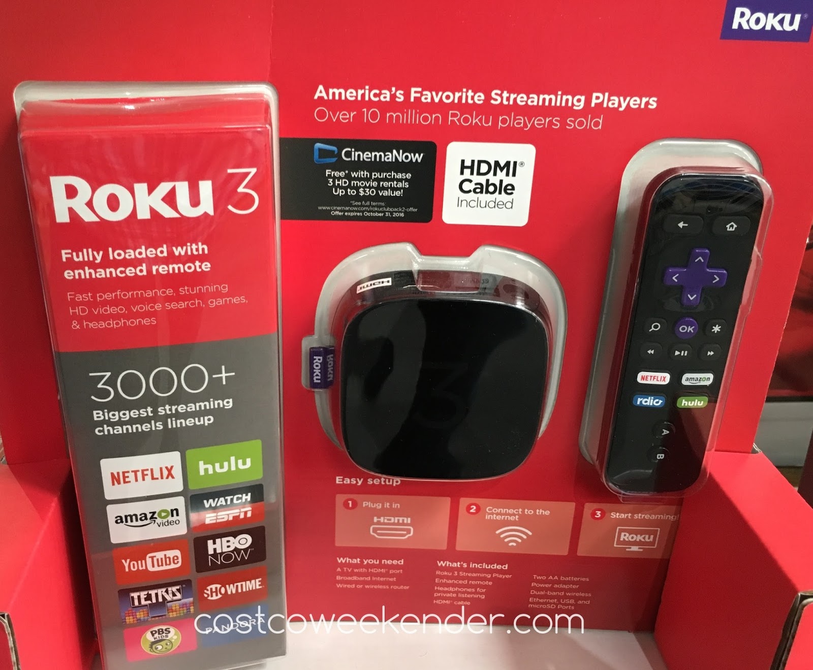 Roku 3 4230X Streaming Player with Enhanced Remote Costco Weekender