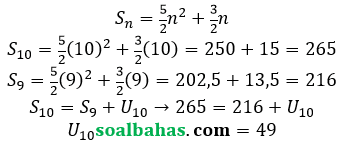 jawab jumlah <i>n</i> suku pertama aritmatika