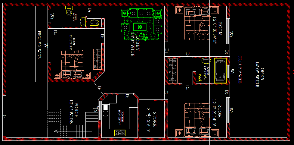 One Story 3 Bedroom Townhouse Designs
