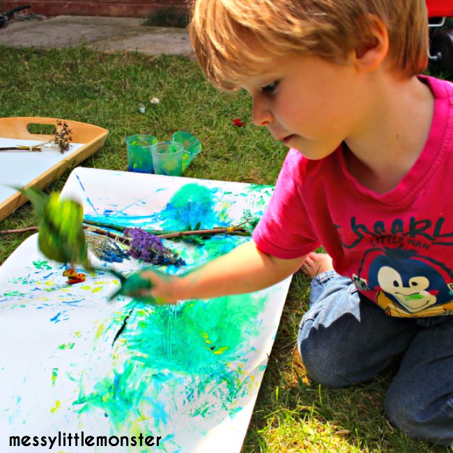 Make your own Nature Paint Brushes Nature art painting for kids