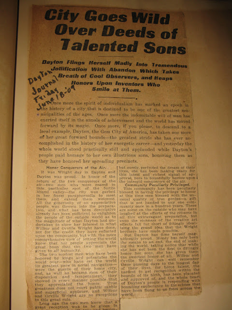 Dayton Journal June 18, 1909 City Goes Wild Over Deeds of Talented Sons. Wright Brother Dayton Home Celebration, O.B. Kneisly scrapbook.