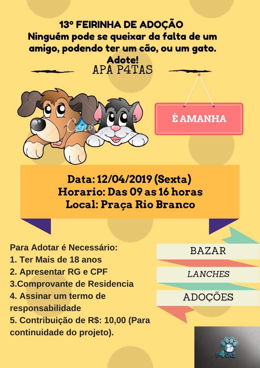 Feira de doação de animais acontece nesta sexta em Jacobina