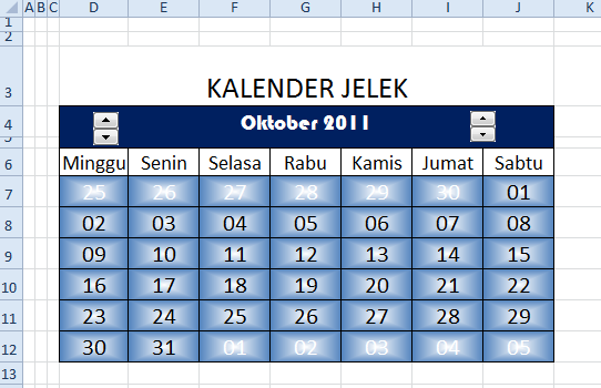 petunjuk terpuji: Mudahnya Membuat Kalender di Excel