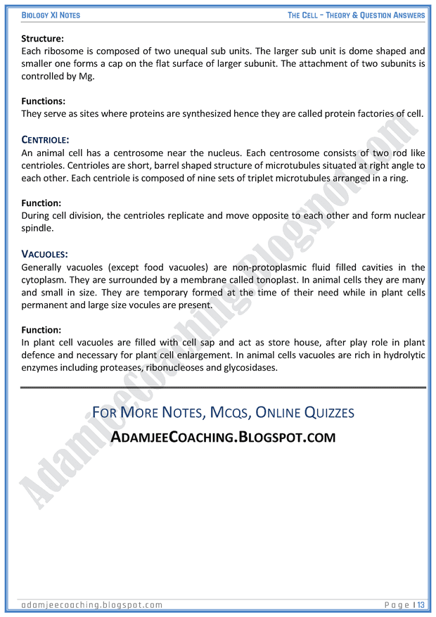 the-cell-descriptive-question-answers-biology-11th