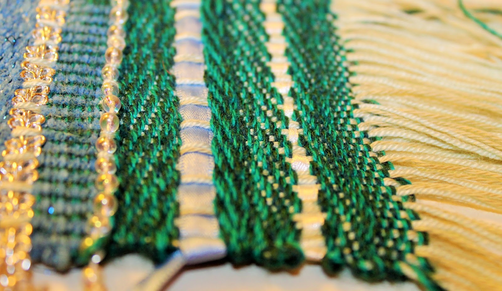 Silver Bells and Cockle Shells: Hand Woven Fabric Sample