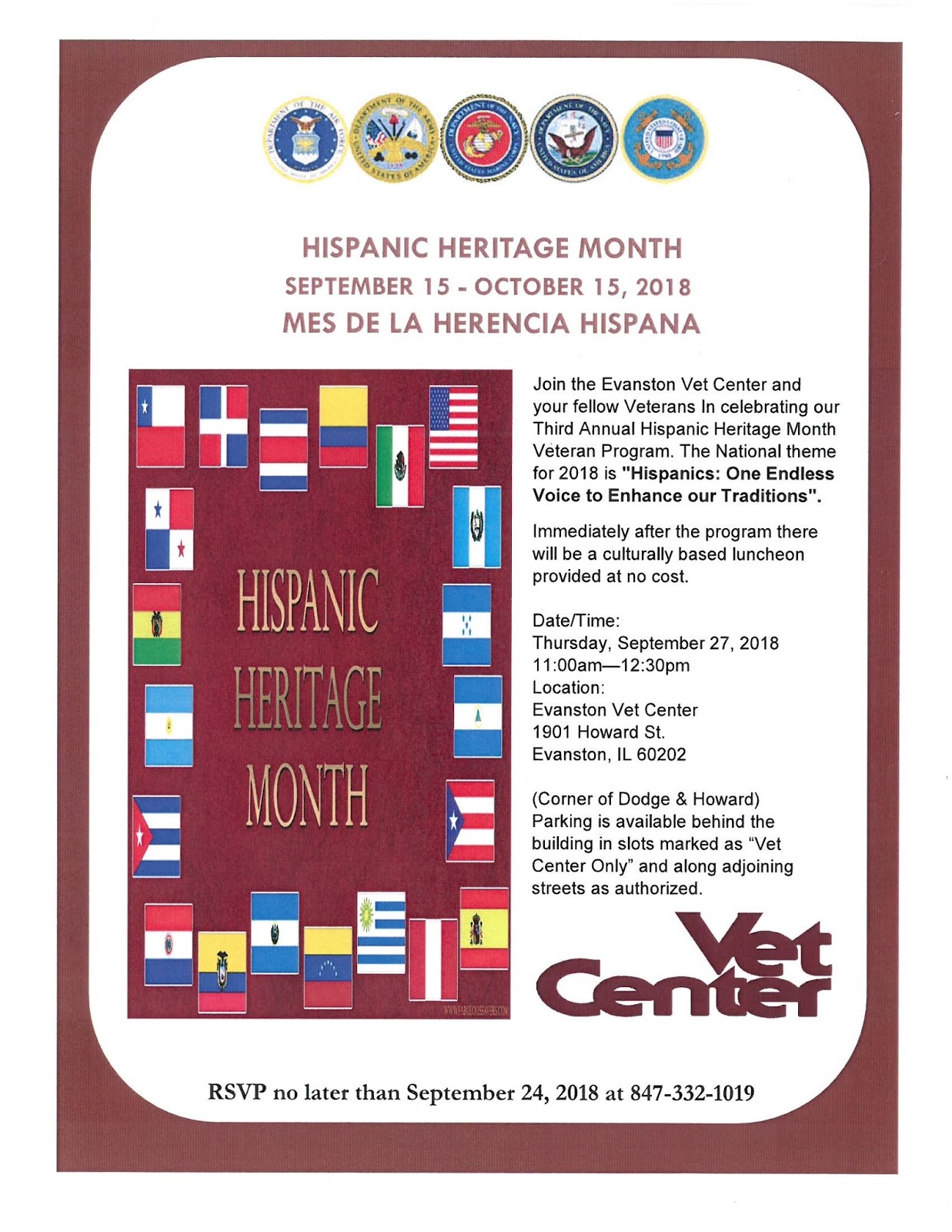 Veterans History Project Niles Il Evanston Vet Center Announces Hispanic Heritage Event Thursday September 27 At 11am