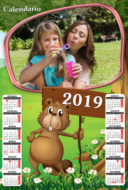 Calendario 2019 per bambini con spazio per foto orizzontale