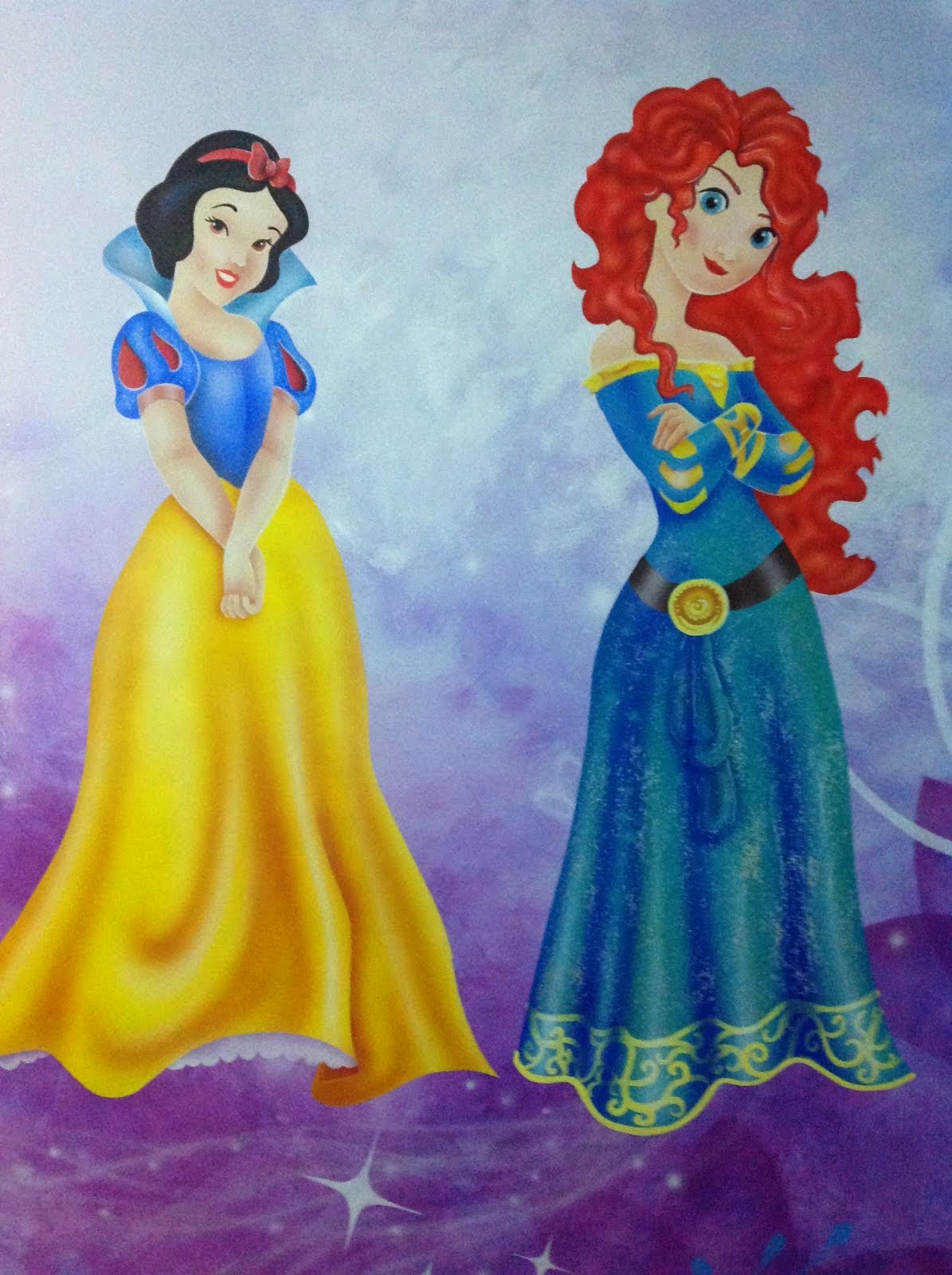 MURAL PINTADO CON TEMA DE "PRINCESAS DISNEY"