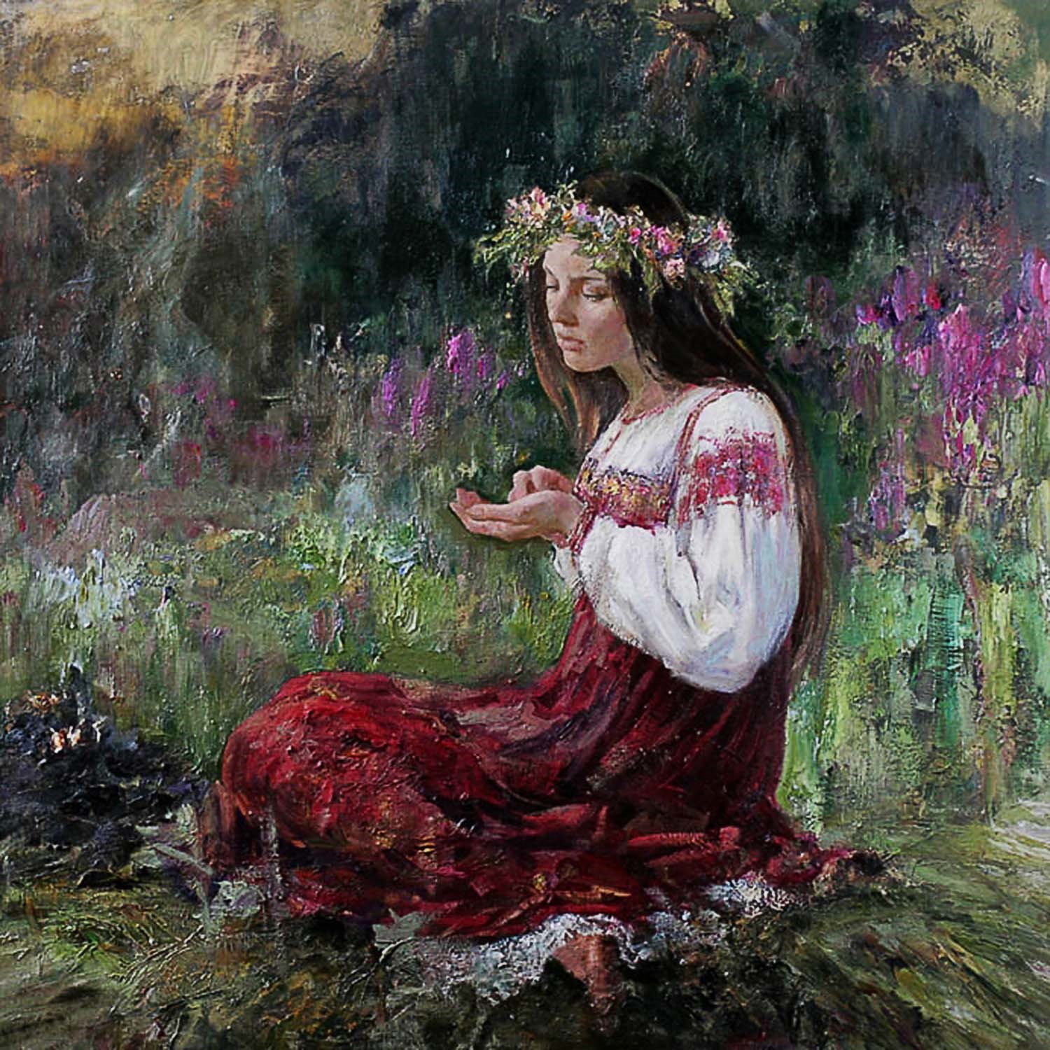 федоскино лаковая миниатюра музей. русский фольклор. маковский живопись народный танец. царевна дубравна андрей шишкин. берегиня шишкин славянская богиня.