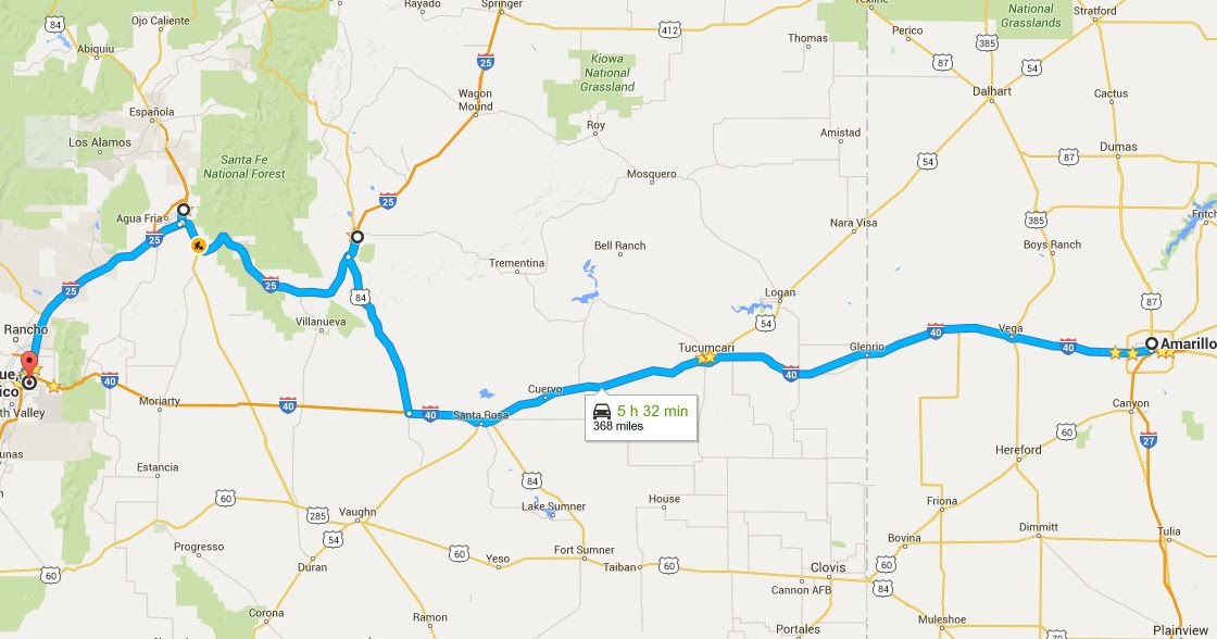 Viaggio States Amarillo to Albuquerque