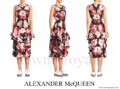 The Countess of Wessex wore Alexander McQueen Pink Floral Ruffle Dress