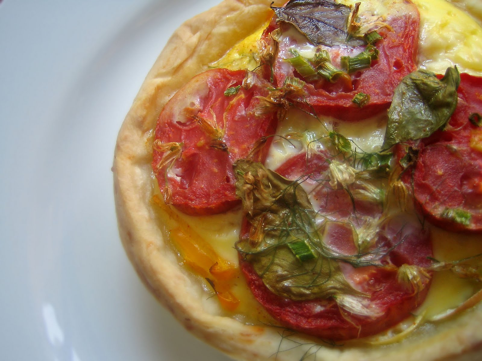 Delicious! Salt cod and tomato quiche with cheese and saffron pastry