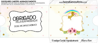 Fiesta de Unicornios: Imprimibles Gratis para Fiestas. Sobre de Agradecimiento para imprimir gratis de Fiesta de Unicornios.