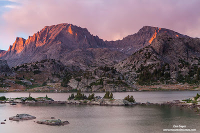 Image of Island Lake Fremont Peak above Island Lake at sunset in the Wind River Range of Wyoming, USA.
