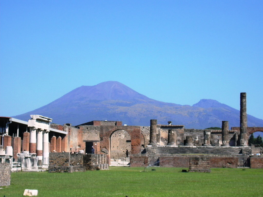 View of Vesuvius from Pompeii Forum