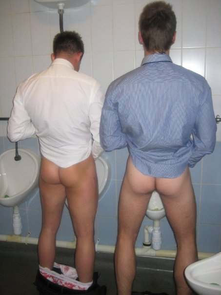 Girls peeing in mens room