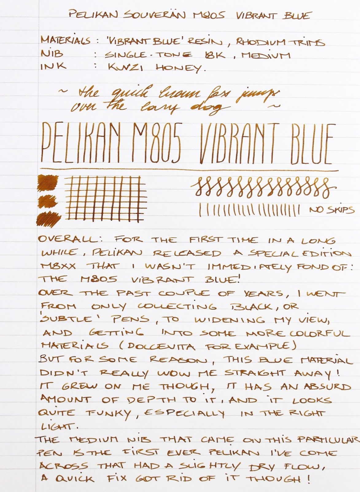 PELIKAN M805 VIBRANT BLUE FOUNTAIN PEN REVIEW The Pencilcase Blog