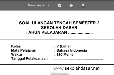 Soal Latihan UTS Bahasa Indonesia Semester 2 Kelas 5 SD