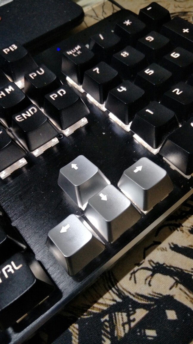 WASD Arrow Aluminum Alloy Key Caps Metal Artisan Shine through Backlit