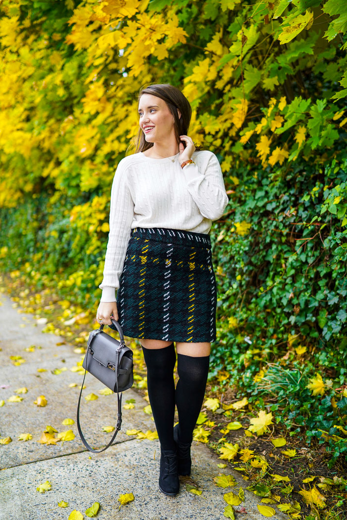 Green Plaid High Rise Skirt Connecticut Fashion and Lifestyle Blog