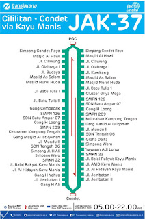 peta rute transjakarta cililitan - condet via kayu manis