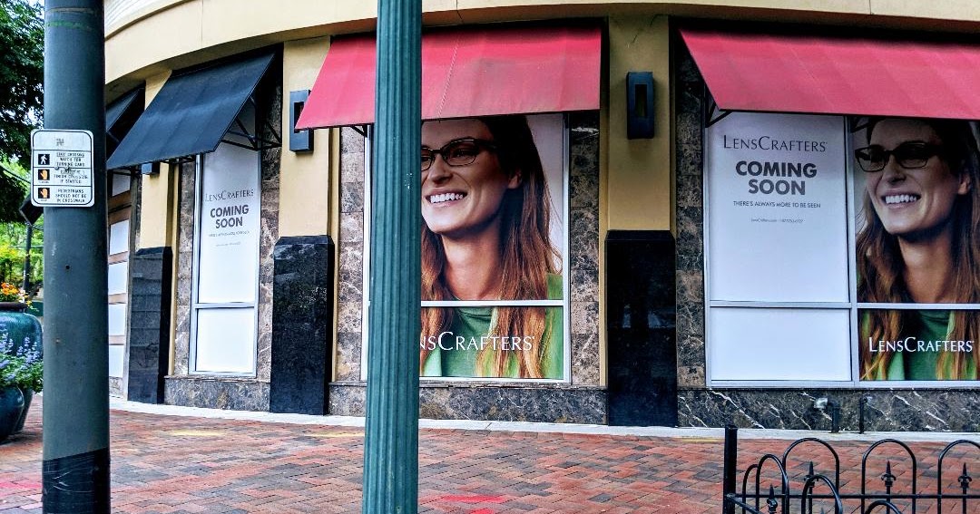 Robert Dyer Bethesda Row LensCrafters posts Coming Soon signage at