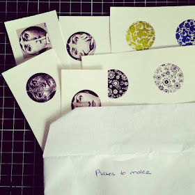 Several sheets of miniature printed plates in an envelope with the instructions 'plates to make' written on it. 