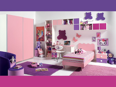 habitación para niña rosa y lila