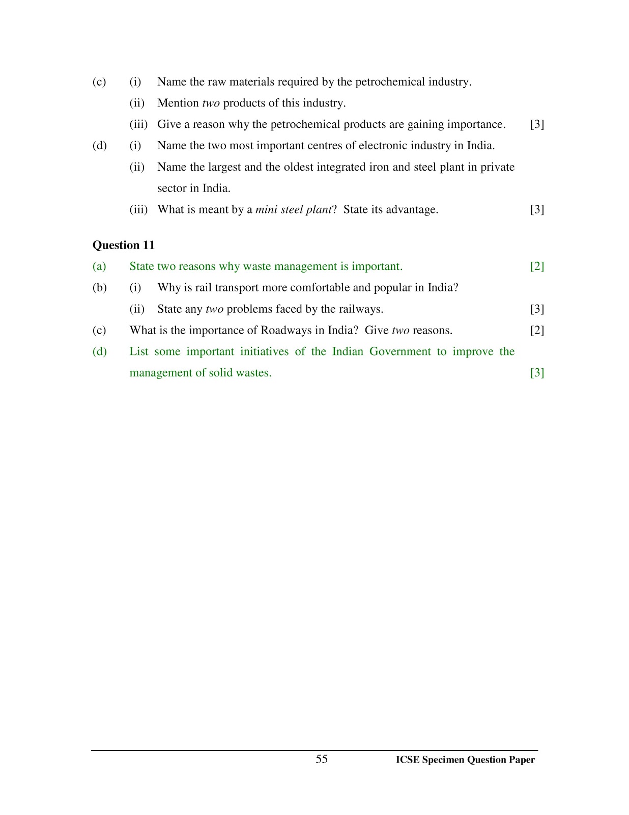 icse 2016-2017 class 10th geography H.C.G Paper 2 SAMPLE question paper icse 2017 class 10th geography H.C.G Paper 2 specimen question paper