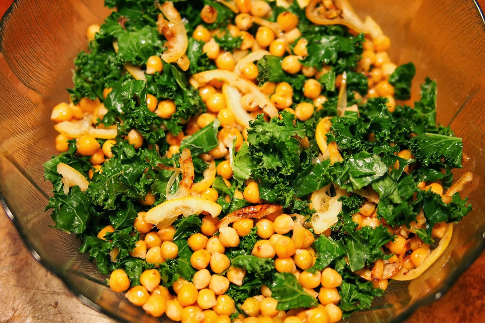 Eat, Belch, Fart Toasted Kale & Pan Fried Chickpea Salad