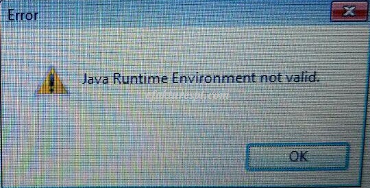 efaktur error Java Runtime Environment Not Valid