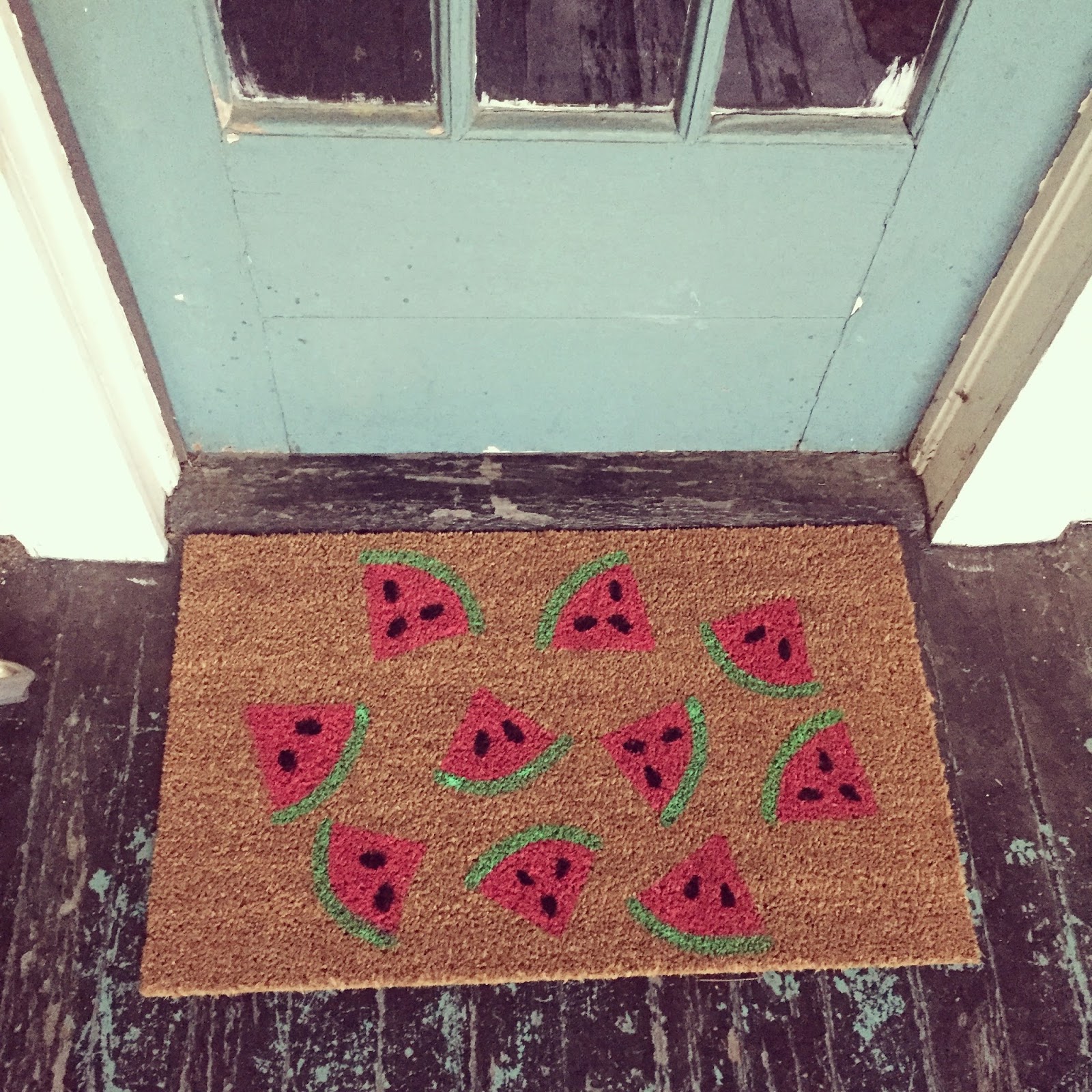 love you moore DIY watermelon rug