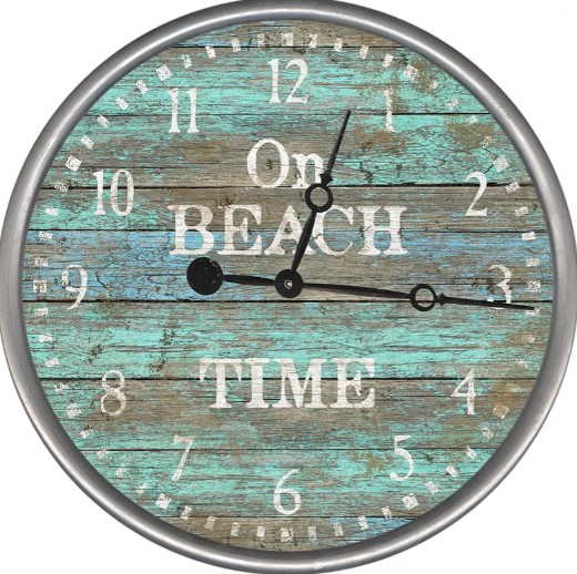 On Beach Time Wood Wall Clock