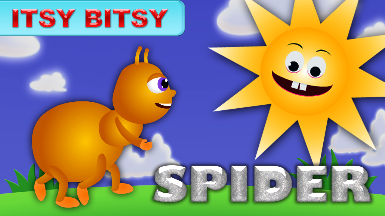 Orange Kids Rhymes Incy Wincy Spider Itsy Bitsy Spider Cartoon