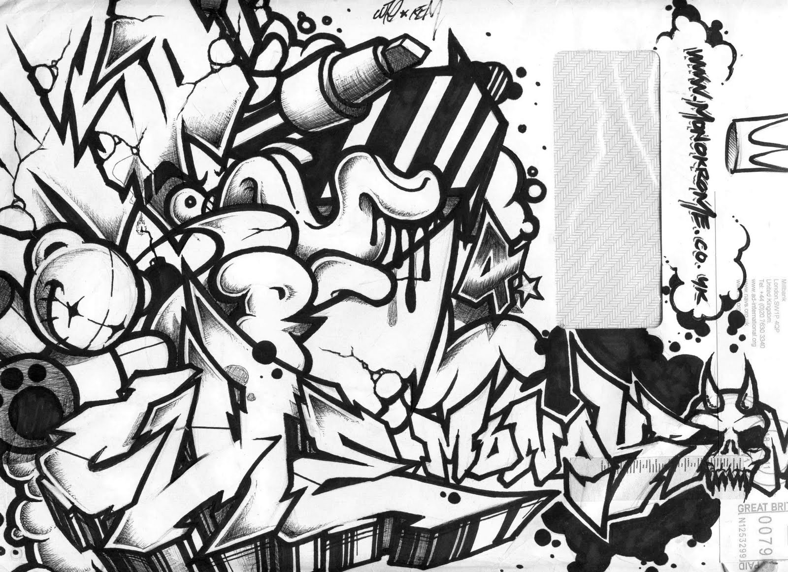 Whirled Of Cute Black and White graffiti styling at MONOKROME