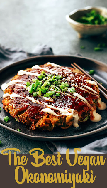 the-best-vegan-okonomiyaki A Japanese savory pancake Okonomiyaki