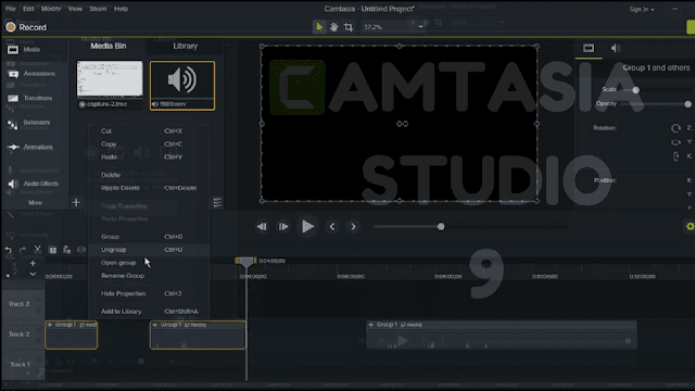 الدرس الثالث تعلم برنامج Camtasia 9 تقطيع ودمج الفيديو حذف وإضافة الصوت إلى الفيديو حفظ الفيدو