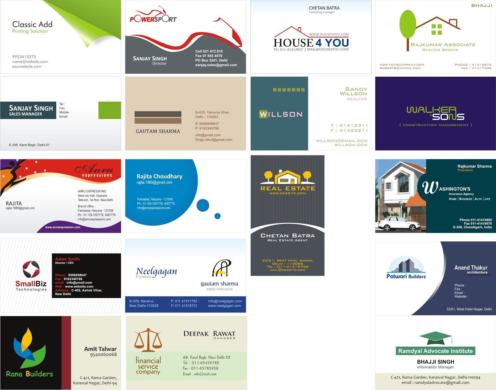 Visiting Card Design Size In Inches