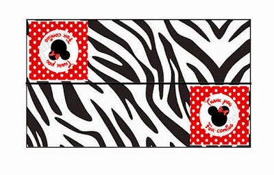 Minnie Cebra y Rojo: Etiquetas para Candy Bar para Imprimir Gratis.