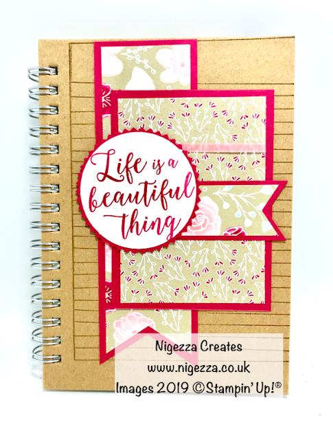 Stampin Up Nigezza Creates covered notebook All my love DSP
