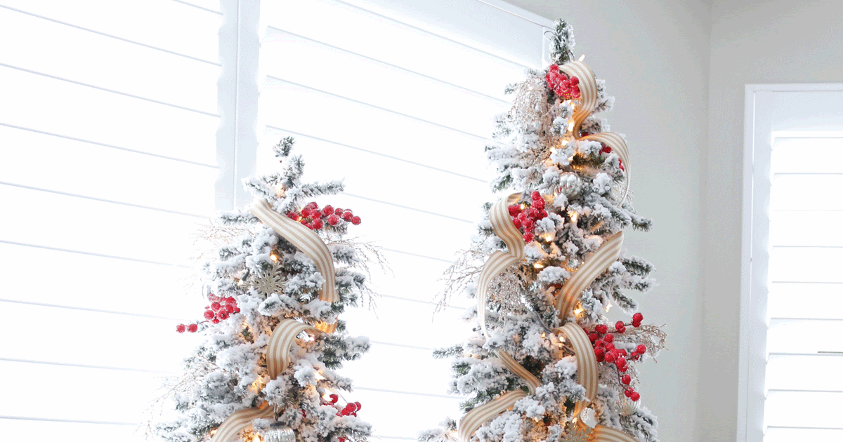 COUNTRY GIRL HOME Flocked Trees DIY {decorated}