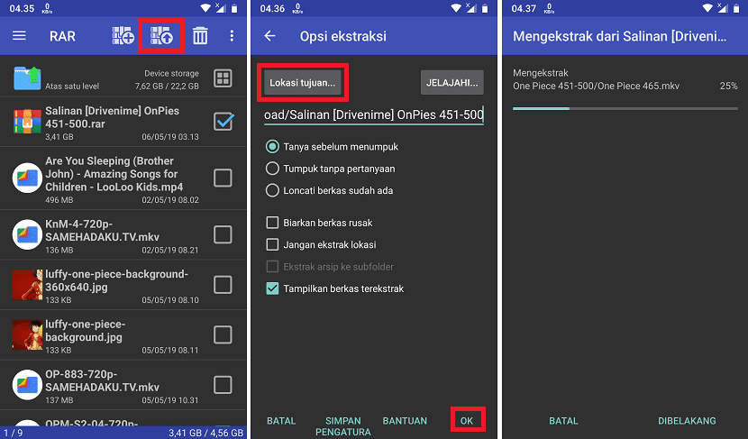 cara ekstrak file RAR di Android